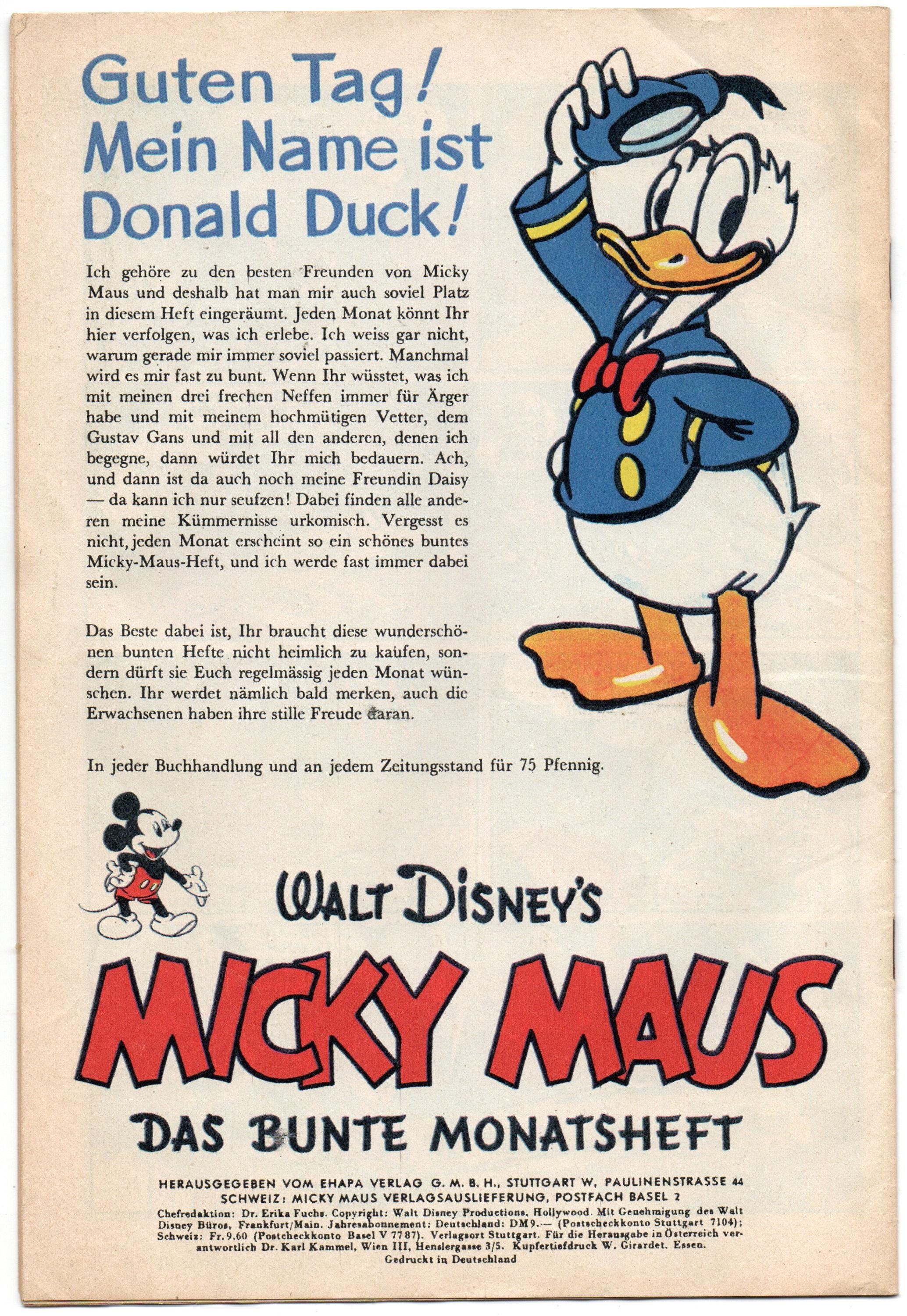 Vintage Mickey Mouse Donald Duck Reprint No. 1 September