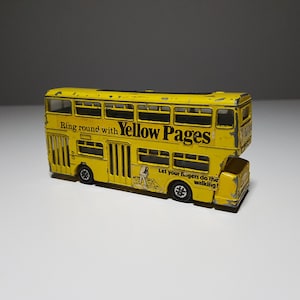 Vintage metal car bus Atlantean Yellow Pages No. 295 England 70s model car toy car tin car metal toy