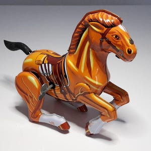 ANCIEN JOUET CALECHE Mapou Cheval Picolo Mecanique Tole Charette Cle Cij Jep EUR 29,90 - FR