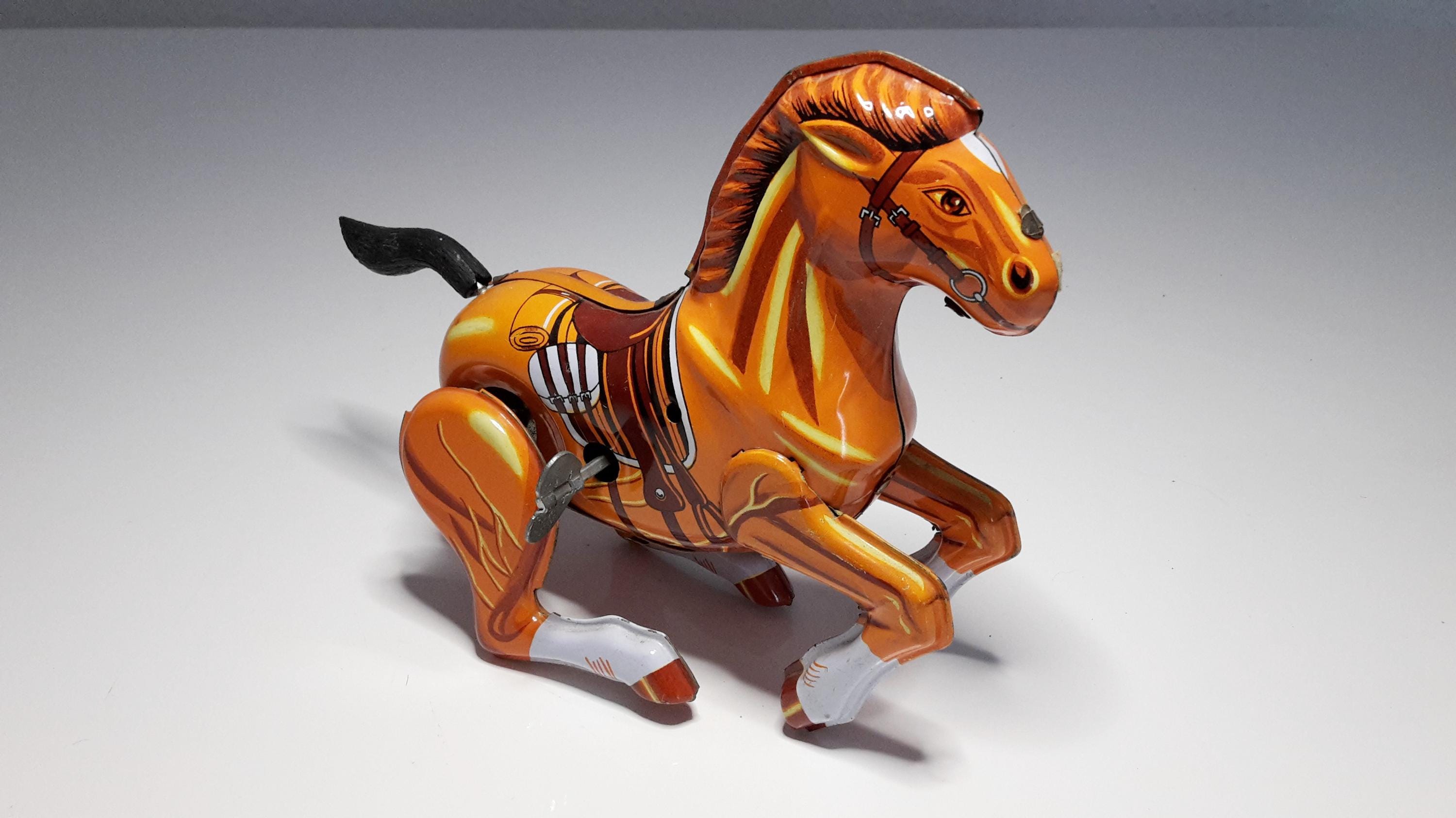 Vintage Tin Toy Horse MTU – Wind-up Figure 1970s – Made in Korea