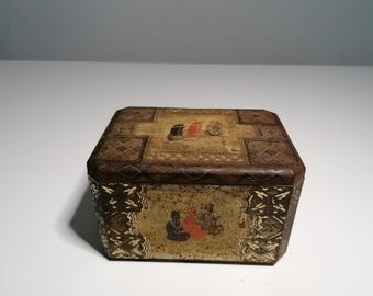 Vintage Eduscho coffee tin – Bremen – Coffee, tea, cocoa – Tin can circa 1940s – Oriental motif