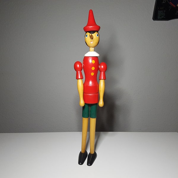 Vintage Holzfigur Pinocchio 60er Jahre 50cm Hoch Holz Beweglich Alte Figur Puppe Toy Handgemacht Burattino