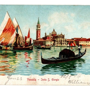 Oude ansichtkaart uit 1904 Venetië Italië met postzegel ansichtkaart unieke zeldzame vintage antieke ansichtkaart Italië