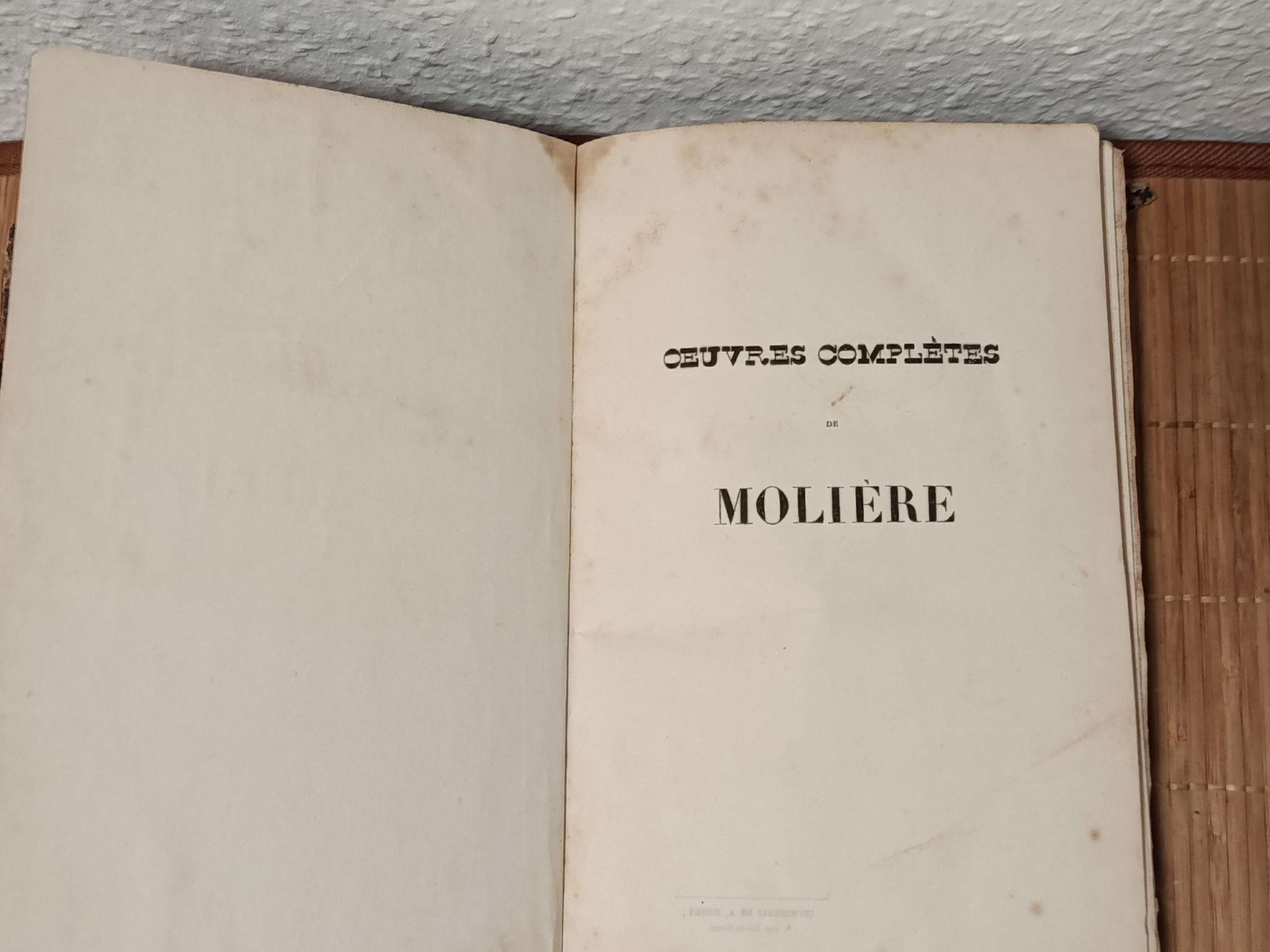 Antique Book 1845 – Molière “complete Works” (Œuvres Complètes