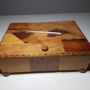 Vintage wooden cigar box 1950s old casket chest box jewelry box casket chest box jewelry box