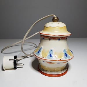 Vintage DDR Porcelain Table Lamp Smoke Eater 50s Old Light Lamp Germany GDR