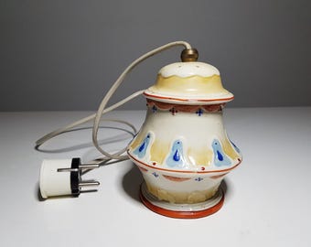 Vintage DDR Porzellan Tischlampe Rauchverzehrer, 1950s GDR Porcelain Lamp, Ostalgie Leuchte funktionsfähig, Mid Century