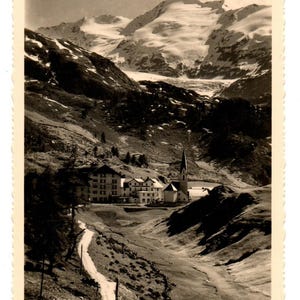 Cartolina vintage di Ober-Gurgl, Ötztal, Tirolo – Villaggio alpino e ghiacciaio – anni '20 circa