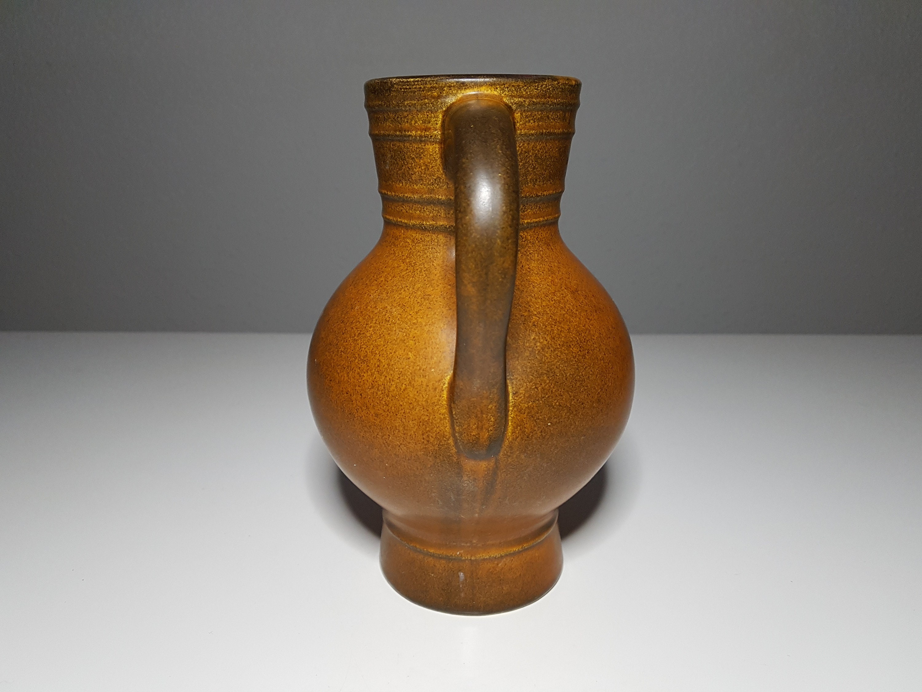 1970年代のヴィンテージ陶器ピッチャー - ブラウン釉陶器の水差し