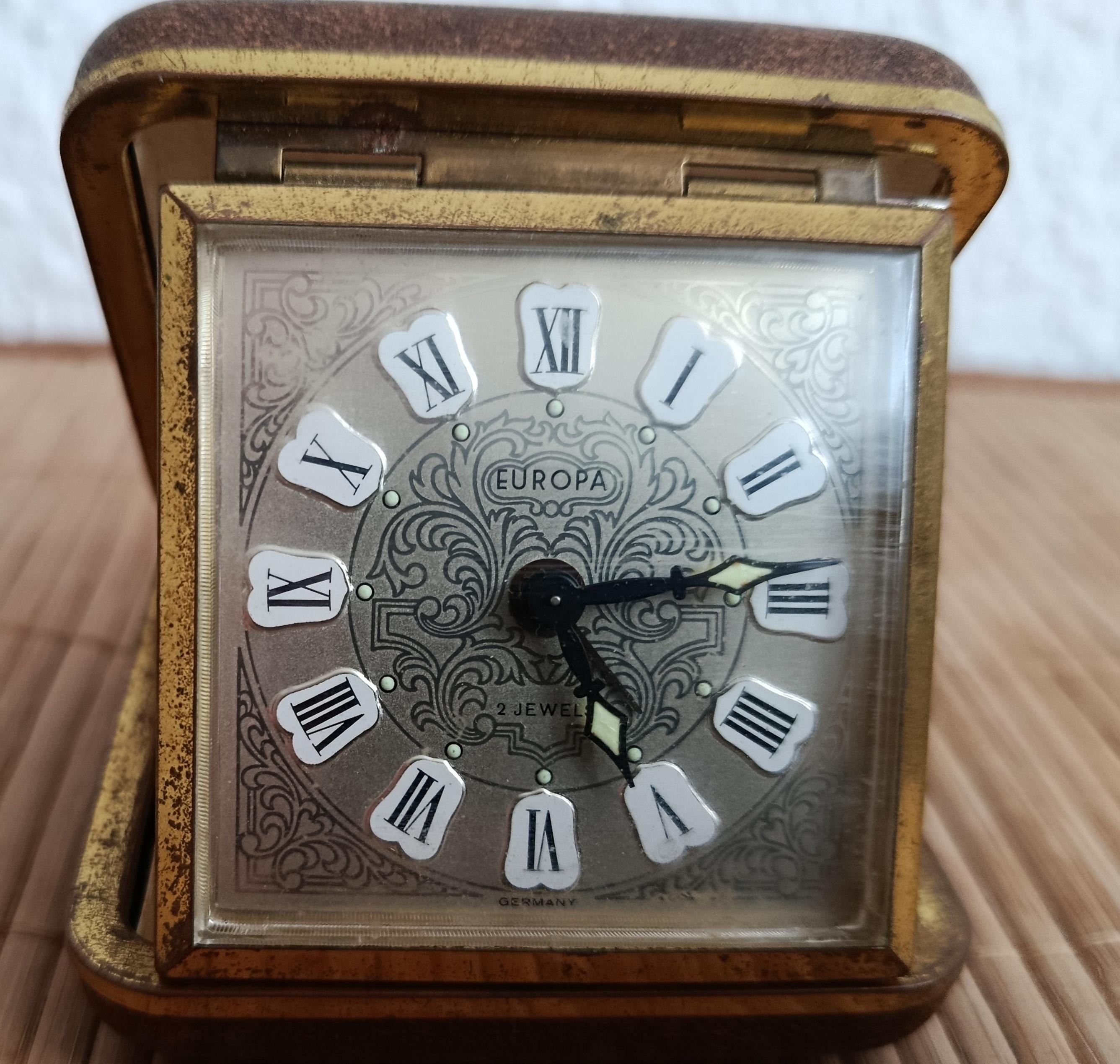 Vintage Europa Travel Alarm Clock, 2 Jewels, 1960s, Decorative
