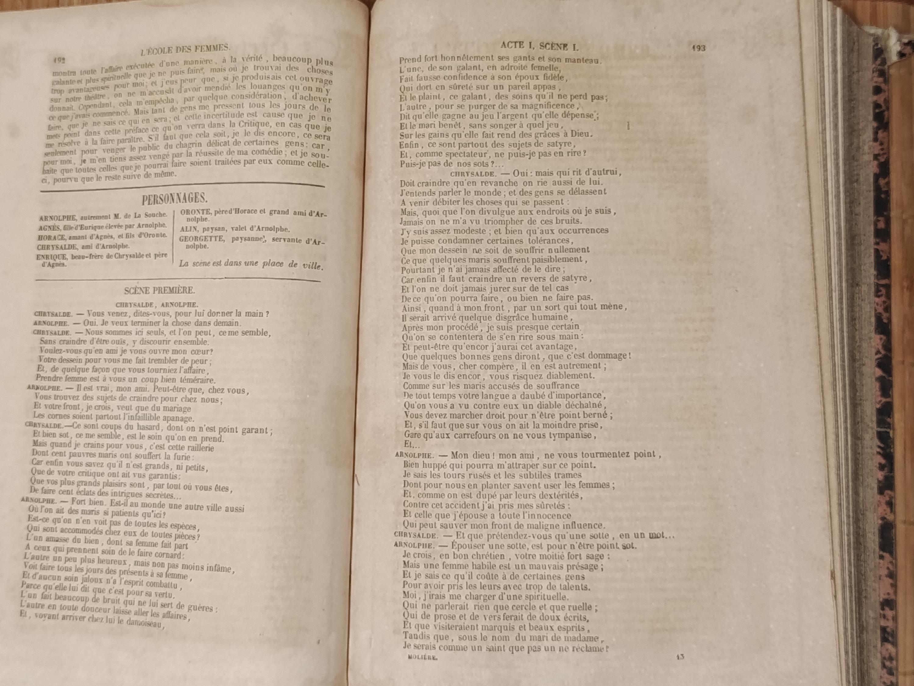 Antique Book 1845 – Molière “complete Works” (Œuvres Complètes
