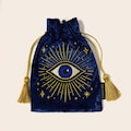 Embroidered Velvet Tarot Card Pouch: All Seeing Eye Witch Bag