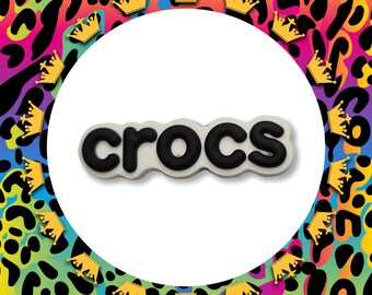 Super Cute Black Crocs Logo Badge Croc Charm - Clogs