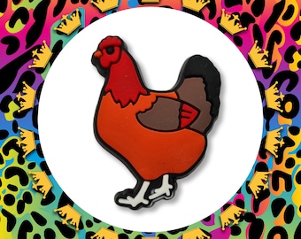 Chunky Hen Croc Charm: Farm Animal Clog Decoration