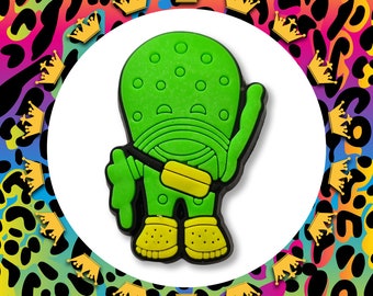 Green Mascot Croc Charm: Funny Shoe Clog Decoration