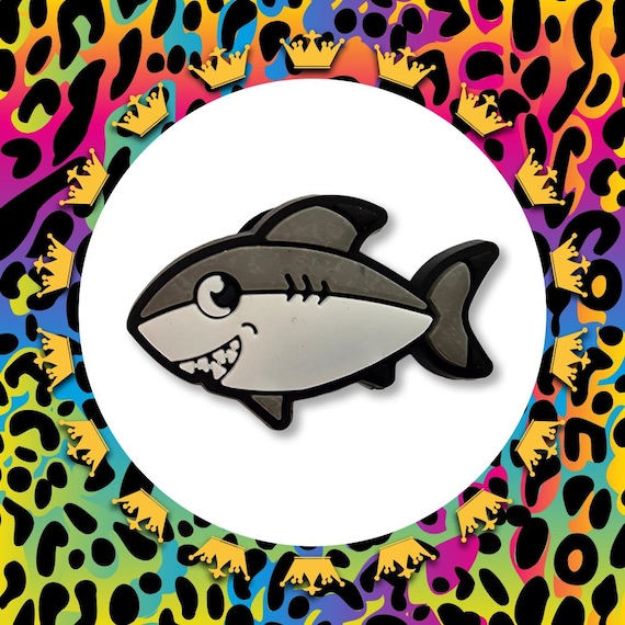 Super Cute Chunky Swimming Happy Grey Shark Charm To Fit Crocs/Clogs  Ocean Smiling Fish