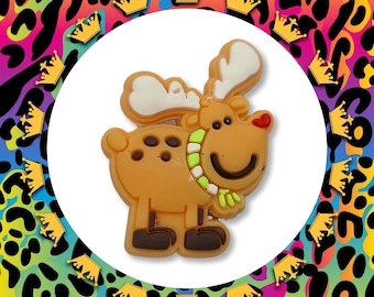 Rudolph Reindeer Croc Charm: Chunky Christmas Clog Decoration