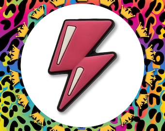 Pink Lightning Bolt Croc Charm: Chunky 3D Cartoon Clog Decoration