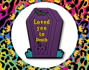 Purple Coffin Croc Charm: Spooky Horror Shoe Decoration