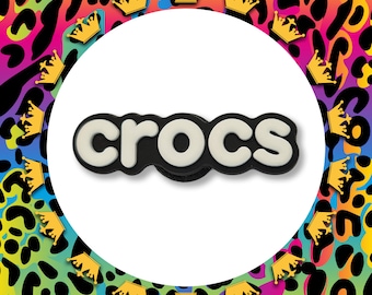 Super Cute White Crocs Logo Badge Croc Charm - Clogs