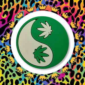STONER - Yin Yang Peace Baked Leaf Charm To Fit Crocs/Clogs - Smoker - Green - Ganja - Herbal