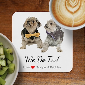 Custom Wedding Coasters with Adorable Dogs Design Perfect for Celebrations and Events