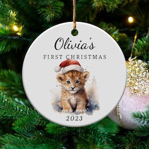 Cute baby lion | Baby&#39;s 1st Christmas Personalized Ornament, Lion Christmas ornament first Christmas