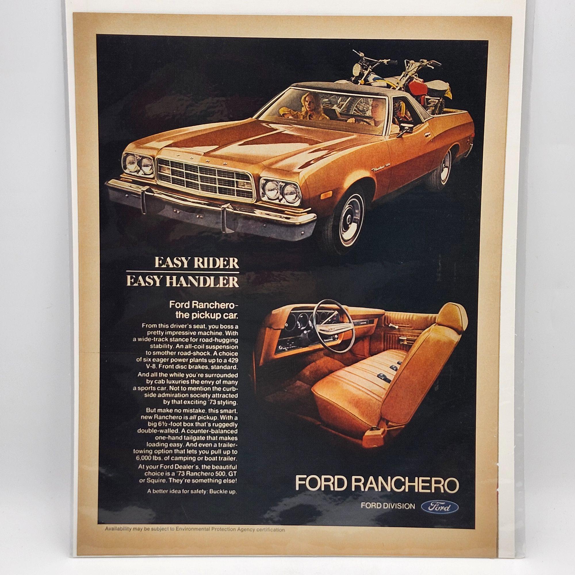 Vintage 1973 Ford Ranchero 500 GT Squire LIFE Magazine Print Ad Easy ...