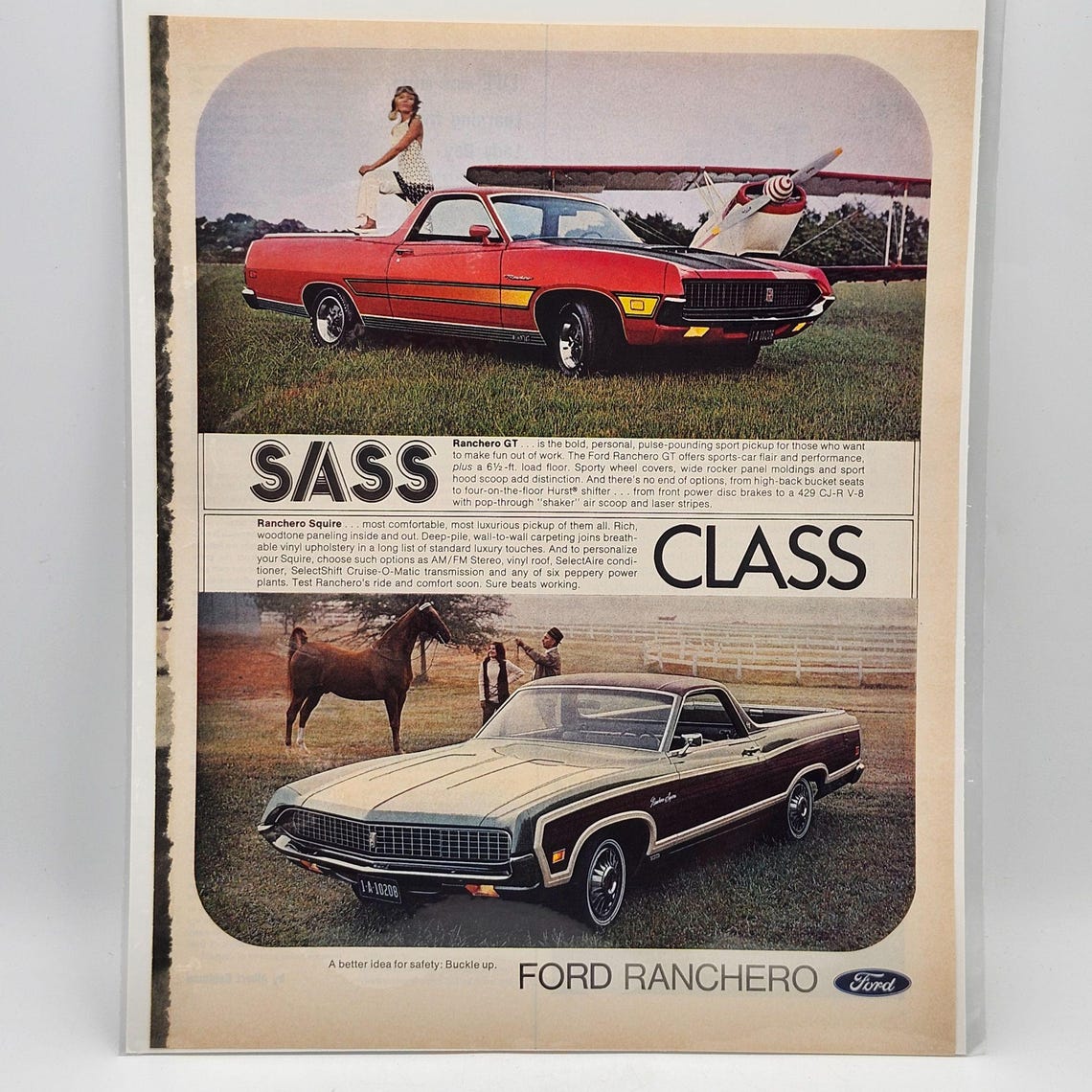 Vintage 1971 Ford Ranchero GT Squire Sass Class LIFE Magazine Ad Print ...