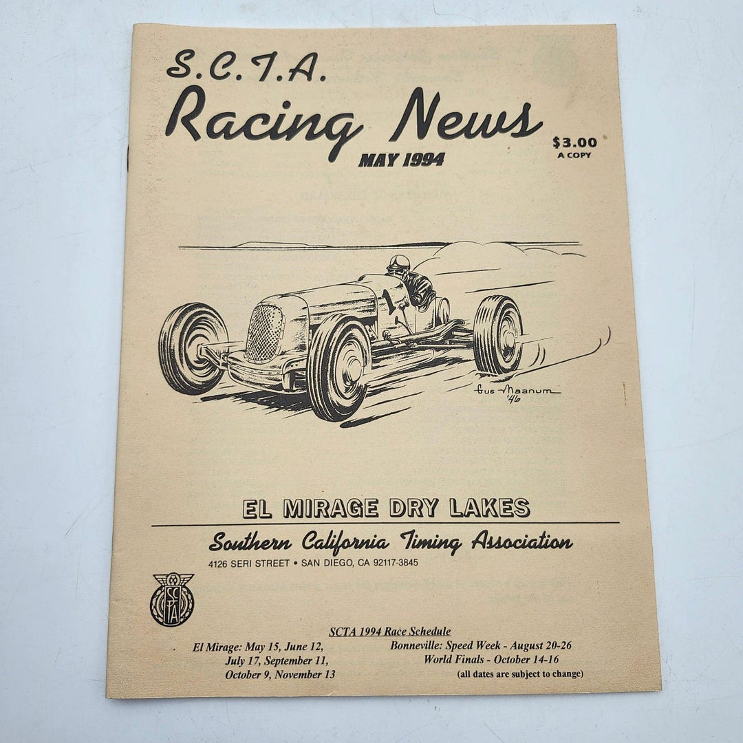 Scta Racing SCTA Racing News May 1994 El Mirage Dry Lakes Magazine - Etsy