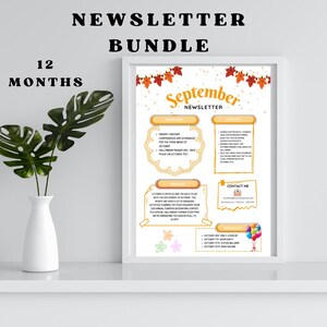 12-Month Editable School Newsletter Template - Classroom Updates, Teacher Announcements, Back to School