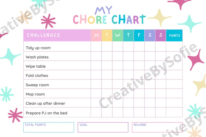 Printable Kids Responsibility Chart With Editable Chore List and ...