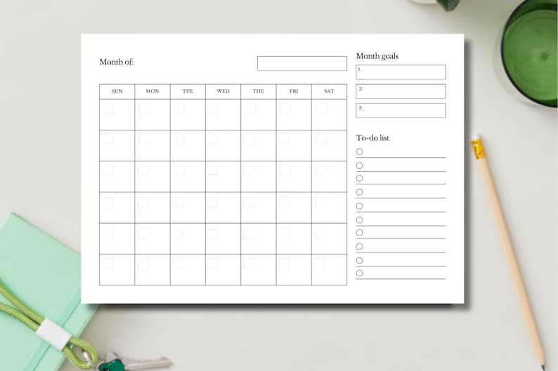  Blank Calender Template Blank Printable Calendar Digital Download - Etsy Illustration 