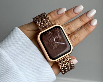 Bracelet de montre or, Apple Watch série 9 8 7 6 SE, Bracelet iWatch, brassard pour Apple Watch 38 mm 40 mm 41 mm 42 mm 45 mm 49 mm, Bracelet de montre Apple Watch