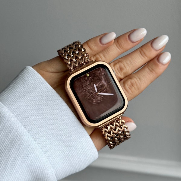 Bracelet de montre or, Apple Watch série 9 8 7 6 SE, Bracelet iWatch, brassard pour Apple Watch 38 mm 40 mm 41 mm 42 mm 45 mm 49 mm, Bracelet de montre Apple Watch
