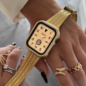 Gold Apple Watch Band 38mm 40mm 41mm 42mm 44mm 45m- Apple Watch Armband- Apple Watch Band Women- iWatch Bracelet- Designer Apple Watch Strap