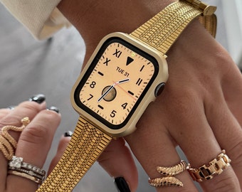 Bracelet Apple Watch en or 38mm 40mm 41mm 42mm 44mm 45m- Brassard Apple Watch- Apple Watch Band Femmes- Bracelet iWatch- Bracelet Apple Watch Designer