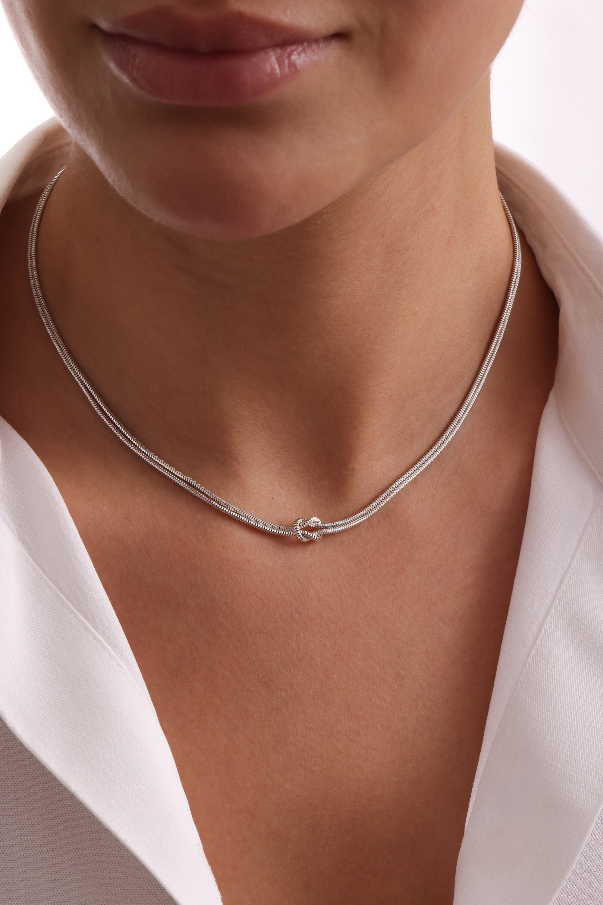 100% 925 Sterling Silver Pan Chunky Infinity Knot Chain