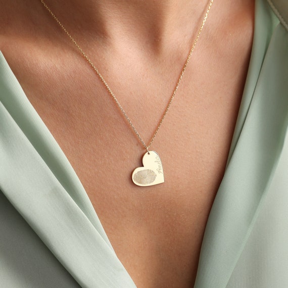 Name And Fingerprint Heart Pendant Name And Fingerprint Heart Pendant