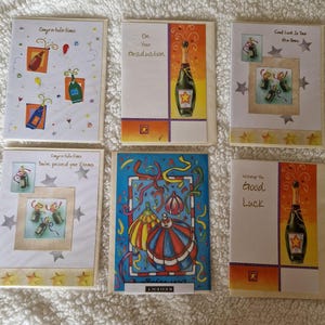 Ensemble de 6 cartes de voeux et enveloppes pour réussir vos examens, bon voyage, nouvelle maison, bonne chance, remise des diplômes et félicitations