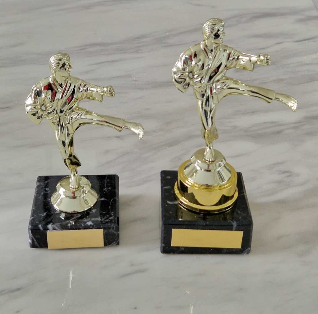 Personalised Karate Trophy With Black Marble Base. Ideal Desk Item or ...