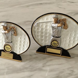 Golf figurine trophy, choice of 2 sizes, engraved free