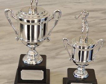 Trofeo de copa de golf personalizado con baño de plata y níquel (2 tamaños)