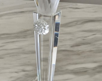 Trofeo de golf de cristal personalizado único, diseño grabado con láser, 31 cm