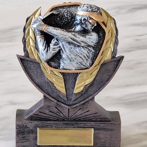 Personalised heavy 14 cm cast resin golf trophy. Ideal golf prize, desk top item, ornament or gift