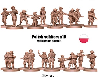 WW2 Polish Soldiers w/ Brodie Helmets Set