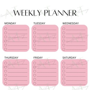Weekly Planner - Range of Colours