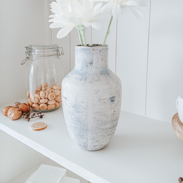 Vase aus Ton/ grau- beige