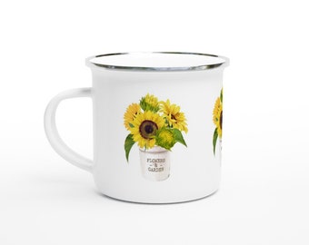 Emailletasse "Sonnenblume"/ Campingtasse/ Outdoortasse