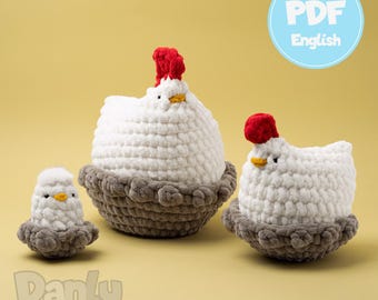 Chicken Crochet Patterns:  Bundle with 3 Size Nests Pattern